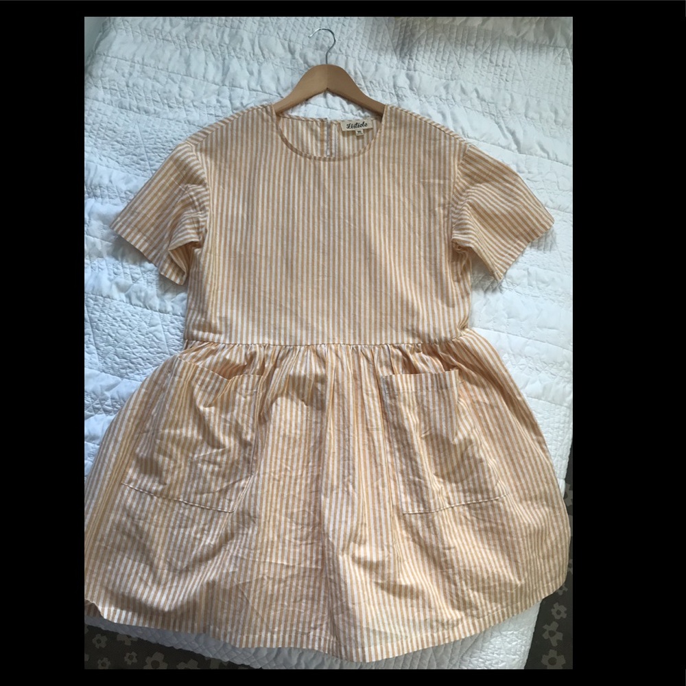 Listicle Yellow Stripe Tunic Dress - medium